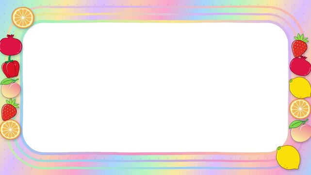 Pastel Rainbow Notebook Frame Loop with Hand Drawn Fruit Icons