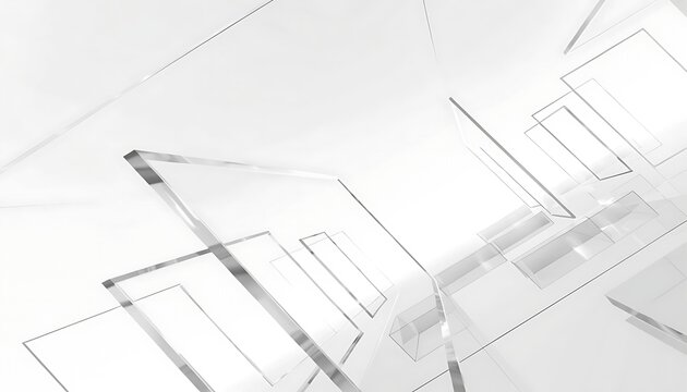 Abstract architectural lines forming a futuristic structure on white background