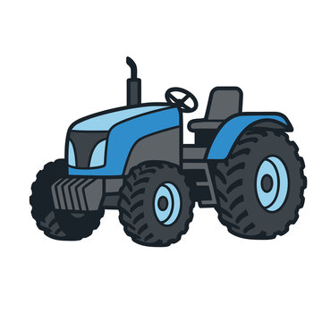 Blue tractor illustration isolated on transparent background