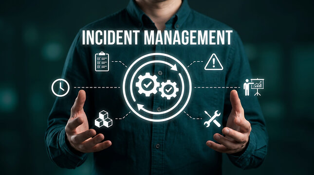 IT Service Management Concept with Incident Management Icons and Digital Business