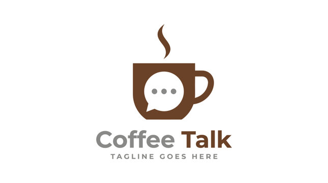Coffee Cup Logo Featuring Speech Bubble Design For Conversation Branding