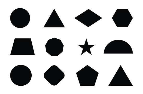 basic rounded square and circle shape icons set geometric outline solid vector collection