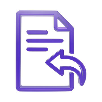 Purple document export 3D icon cutout on transparent background