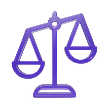 Purple scale icon isolated on transparent background for law and justice concepts