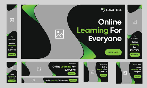 Online education set of web banner design templates for social media posts, consulting, learning, and education courses. Modern ai education concepts for website and mobile website development.