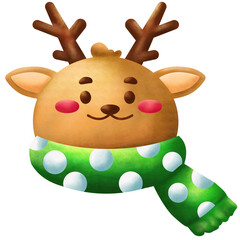 Christmas Reindeer with Green Scarf © แป้ง แป้งแป้ง
