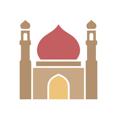 Stylized mosque illustration with dome and minarets © pra