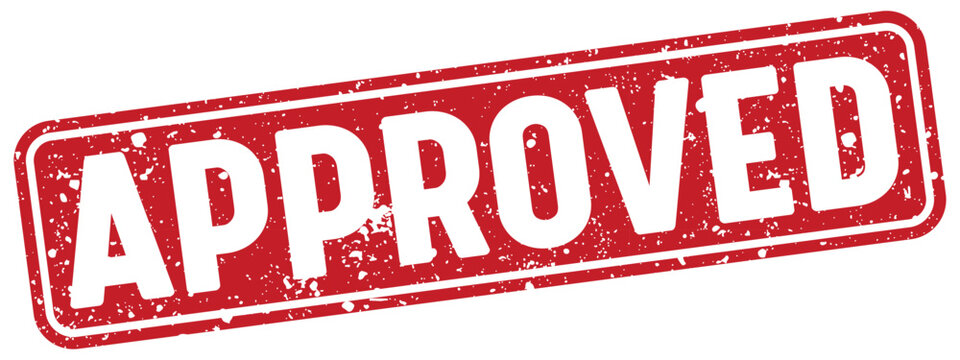 approved stamp. approved red rectangular grunge stamp on transparent background