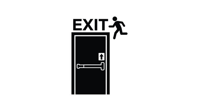 Exit sign with running person door silhouette