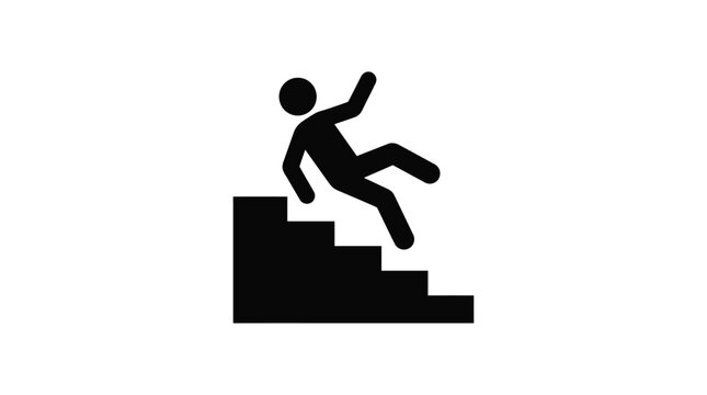 Falling Person Silhouette On Steps A Black And White Illustration Silhouette