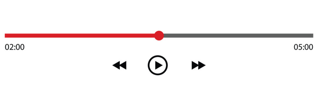Minimalist Media Player UI Interface with Play, Pause, Previous, Next Controls and Progress Bar