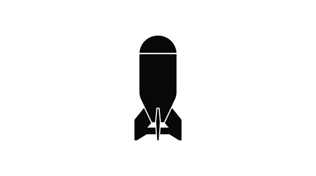 Bomb Silhouette With Fins And Conical Nose Black On White Background Silhouette