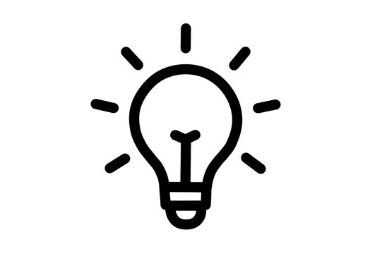 Shining light bulb icon with rays for a bright idea