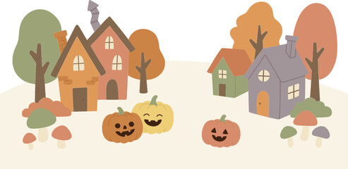 Fototapeta premium cute autumn village