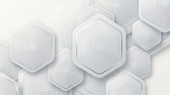 Abstract background of overlapping white hexagonal shapes with dotted lines