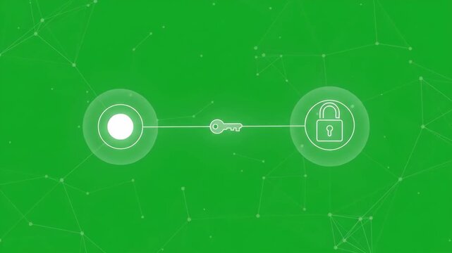 Animation of secure key exchange and encryption process on a green background
