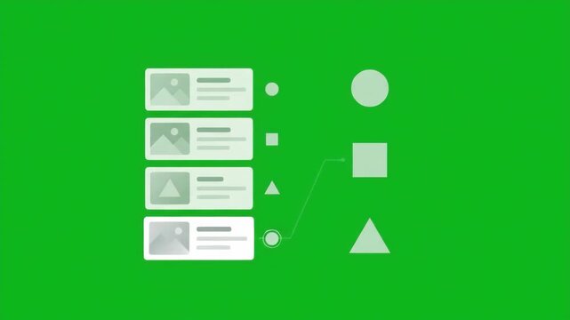 Green screen animation of artificial intelligence data labeling interface matching items