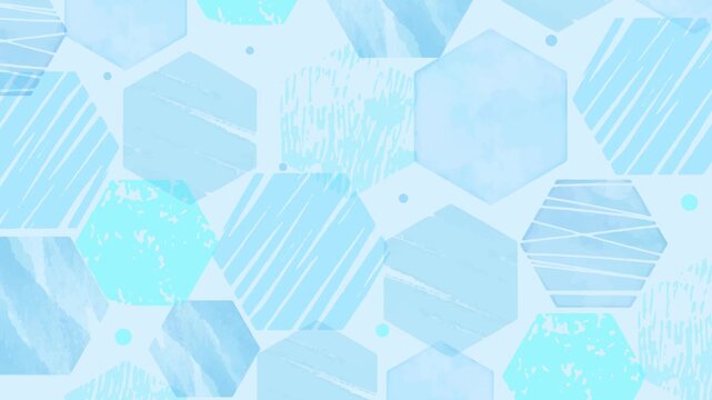 Abstract Hexagon Pattern Loop Background - blue