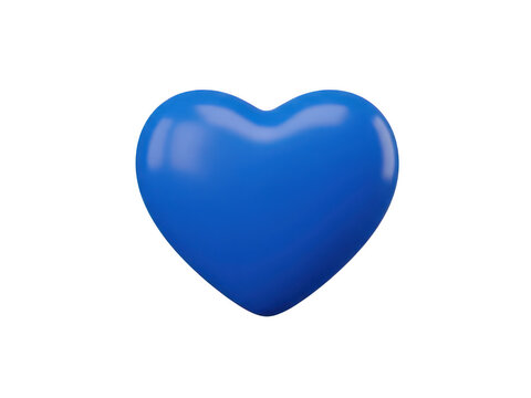 Shiny blue heart shape icon for love and romance design isolated on transparent background