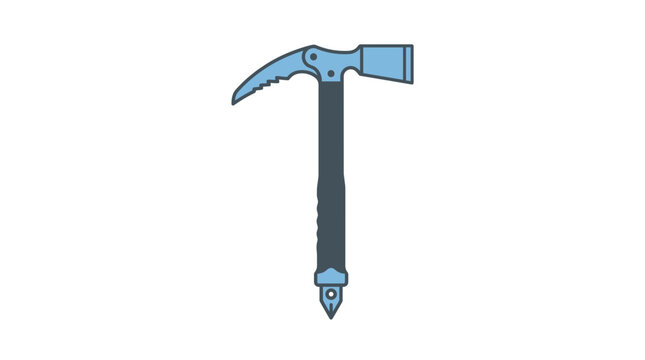 Mountaineering ice axe vector illustration with a light blue and gray color scheme