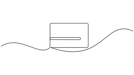 Obraz premium Continuous single line drawing of a credit card showing simple payment concept in black and white minimalist style