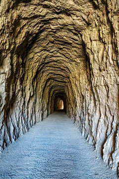 Walking through the Foz de Lumbier canyon in the Aragon Pyrenees. Spain. Europe.