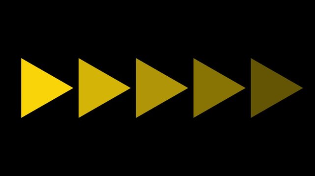 Golden arrowheads progress across a black background in a horizontal sequence.