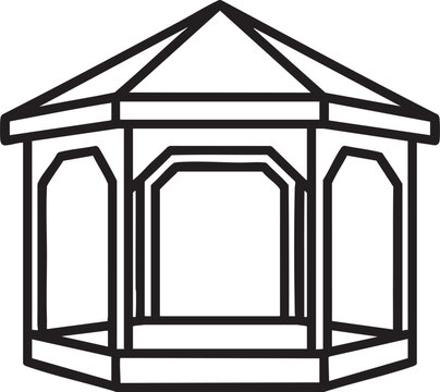 Hexagonal gazebo wooden garden pavilion architectural outline vector