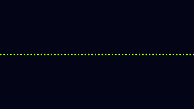 Minimalist green dotted sound wave frequency line on dark background, digital audio element