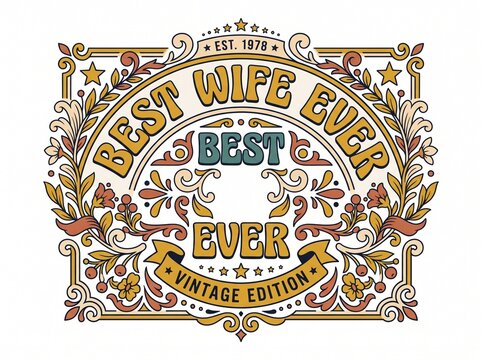 Best Wife Ever Vintage Retro Typography Vector Badge T-shirt Design
