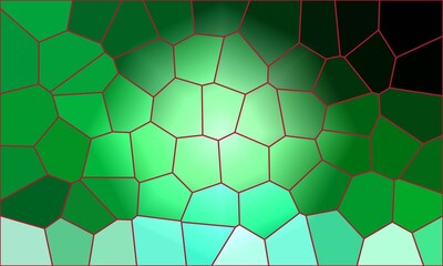 Fresh green and emerald geometric mosaic pattern with natural tones and glowing central highlight for organic themes © Mahmuda