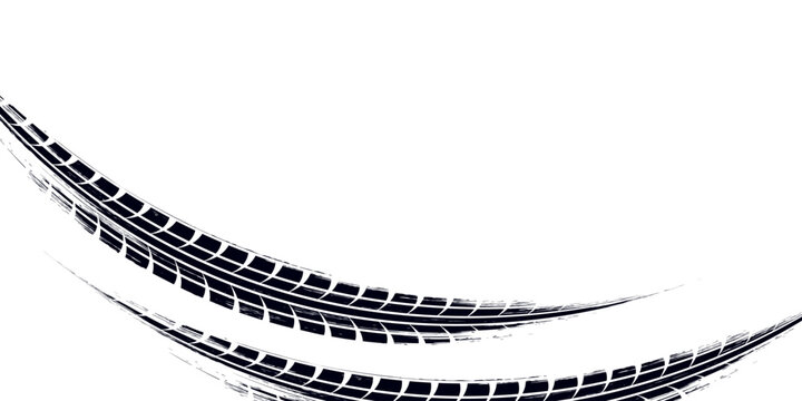 PriAuto tire tread circle frames set. Car and motorcycle tire pattern, wheel tyre tread track print. Black tyre round border. Vector illustration isolated on white background.nt