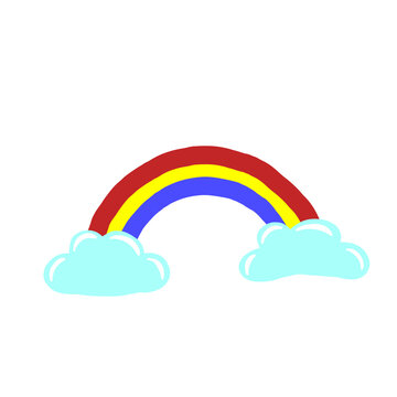 rainbow and clouds for sticker , design, pattern