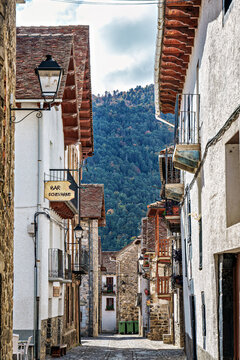Old town of the beautiful village Anso, Pyrenees region, Huesca, Aragon, Spain.