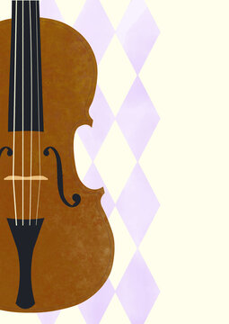 Violin Recital Flyer Background with Watercolor Purple Argyle Pattern｜【背景素材】バイオリン発表会フライヤーなど　水彩風ラベンダー菱形模様