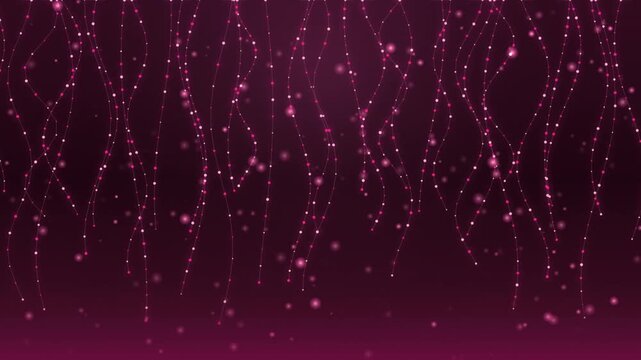 Glistening Pink Particles Flowing Downward on a Dark Maroon Background Motion Graphics Video Loop