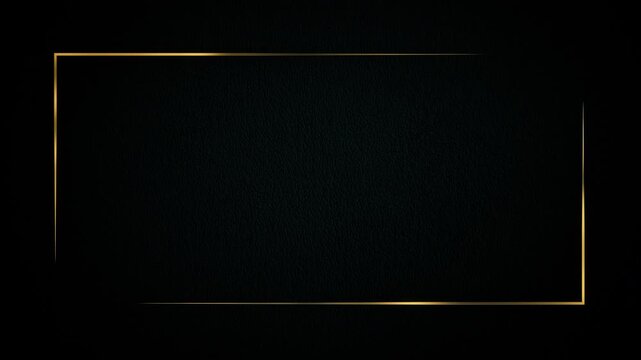 Gold frame border on black background. Luxury title backdrop with copy space for hotel, casino or award branding