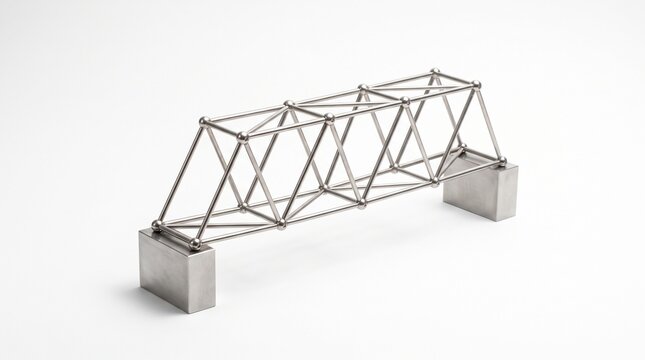 Simple triangulated truss bridge structure, structural mechanics physics concept
