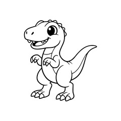 Cute dinosaur coloring page cartoon dino characters in black and white line art, prehistoric animal vector illustrations for kids activity books © Indahde