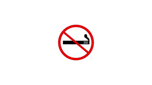 Red no smoking symbol remains static against a white background