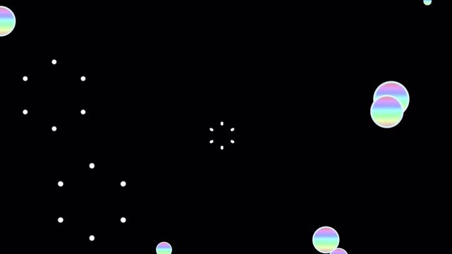 Rainbow Soap Bubbles Floating and Popping Animation Alpha Channel Loop 4K