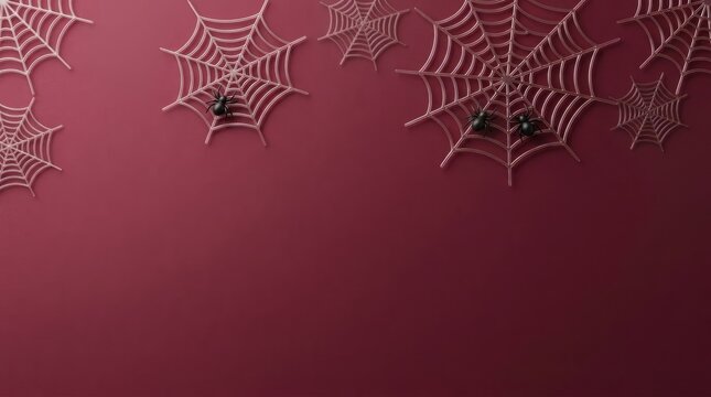 Spider webs with green markers on purple abstract background