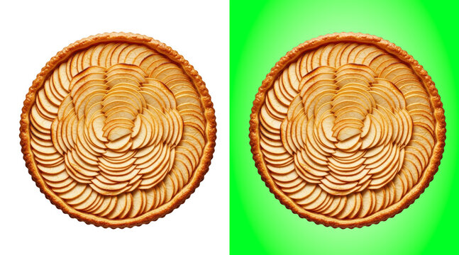 Delicious apple tart with decorative pattern baked pastry