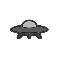 Cartoon UFO flying saucer isolated on transparent background © rachquel