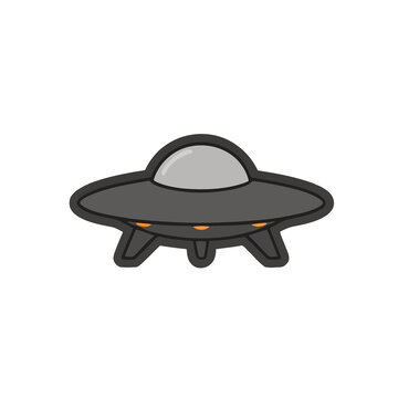 Cartoon UFO flying saucer isolated on transparent background
