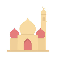Flat mosque illustration with domes and minaret © rachquel