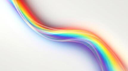 Fototapeta premium A rainbow-colored wave of light on a white background, with a gradient of colors from red to orange to yellow to green to blue to purple, creating a mesmerizing and vibrant effect.
