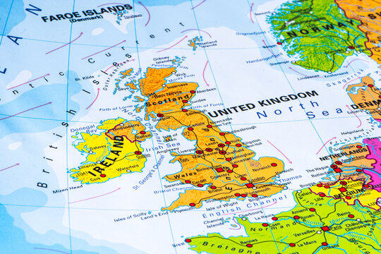 Geographical map of the British Isles, comprising the territory of the United Kingdom