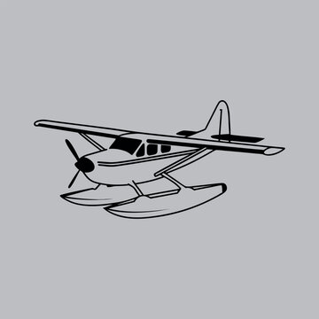Vintage Seaplane Floatplane Propeller Aircraft Vector Illustration Isolated