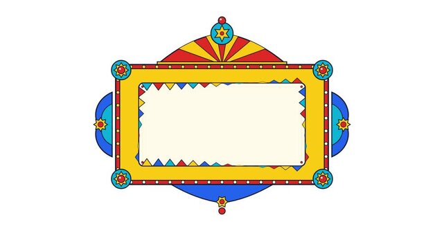 A Vibrant Animated Frame Featuring Carnival-Style Graphics